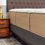 Close-up of beige, textured Evermore mattress handles