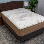 Perspective shot of Evermore mattress, showing its textured, detailed quilted top